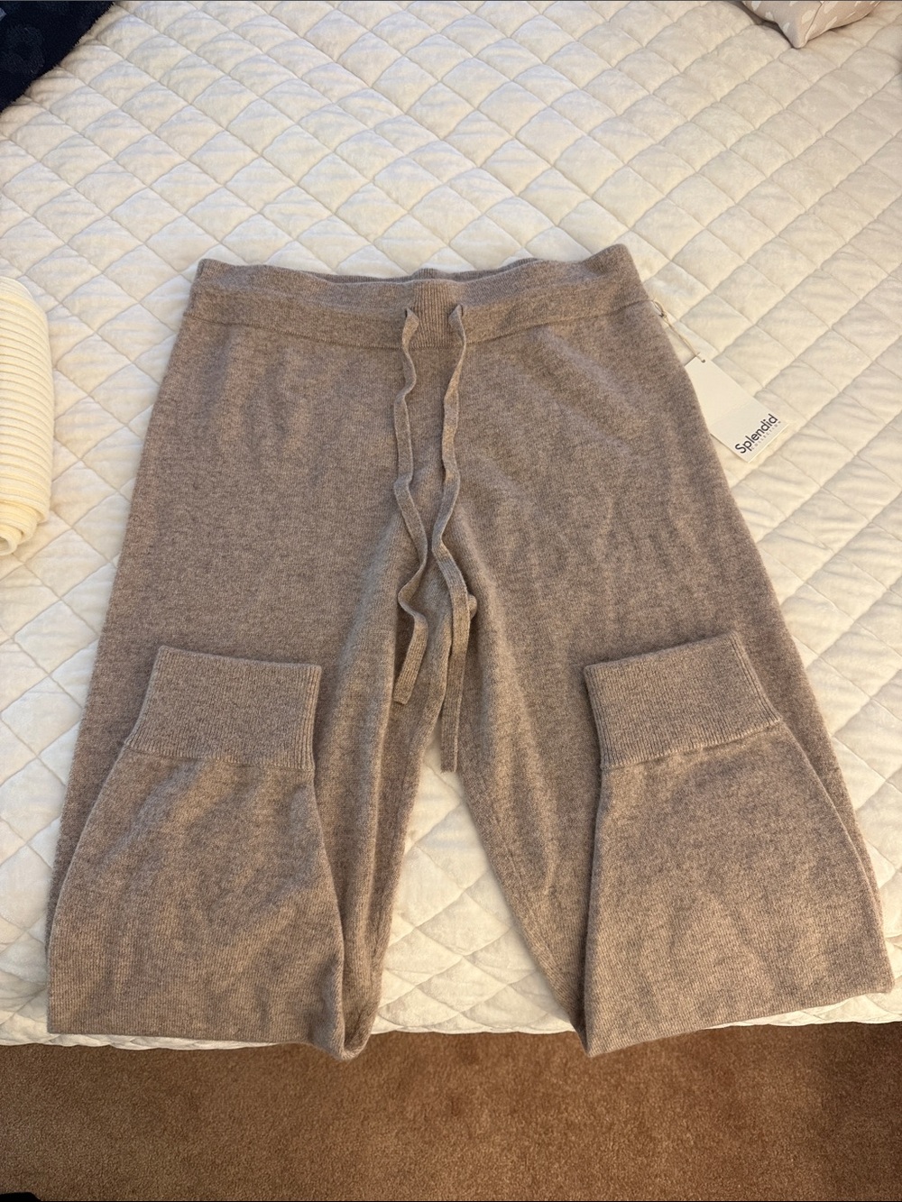 Splendid Taupe Drawstring Knit Joggers